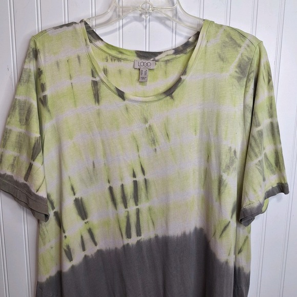 LOGO by Lori Goldstein 1X Tie-Dye Asymmetric Hem Dress December Sky Violetta - Picture 3 of 9